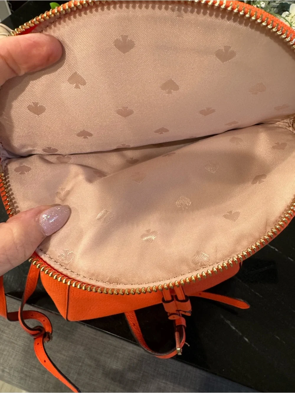 🍊♠️Kate Spade New York Orange Pebbled Leather Backpack - Picture 11 of 12